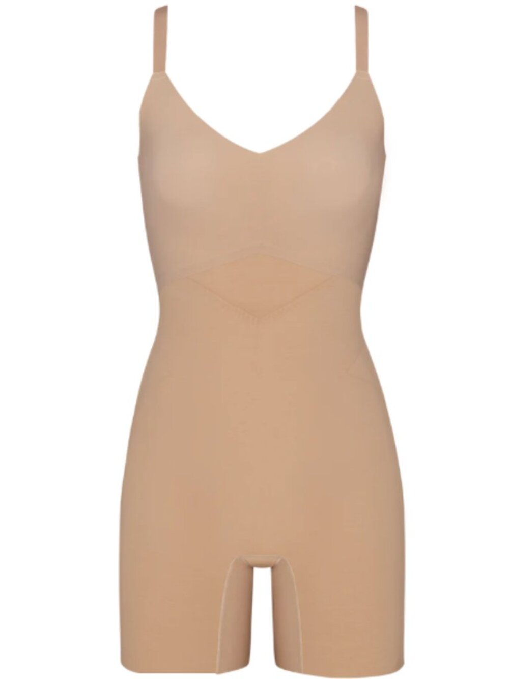 HoneyLove Mid Thigh Bodysuit Shapewear 1X SAND NUDE NWT